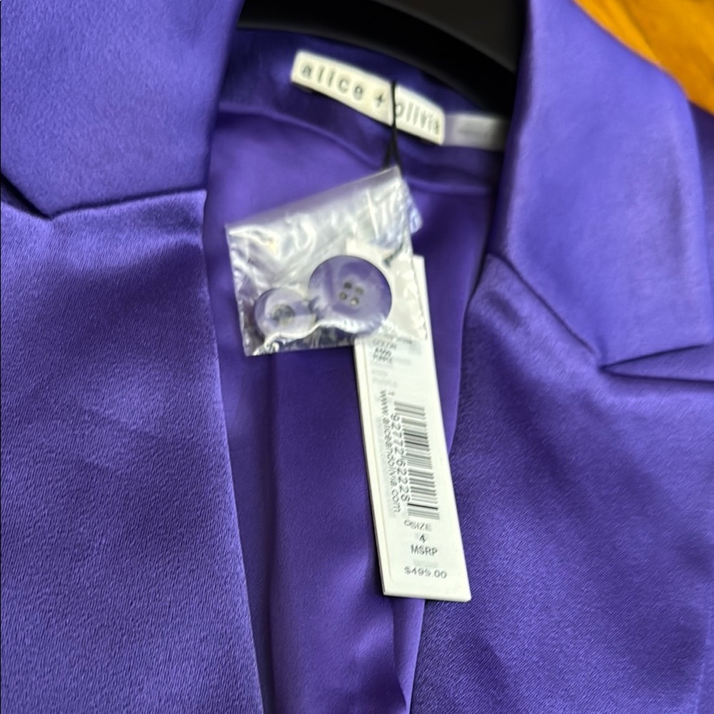 Alice + Olivia Purple Lightweight Jacket with Glossy Sheen - Picture 5 of 10